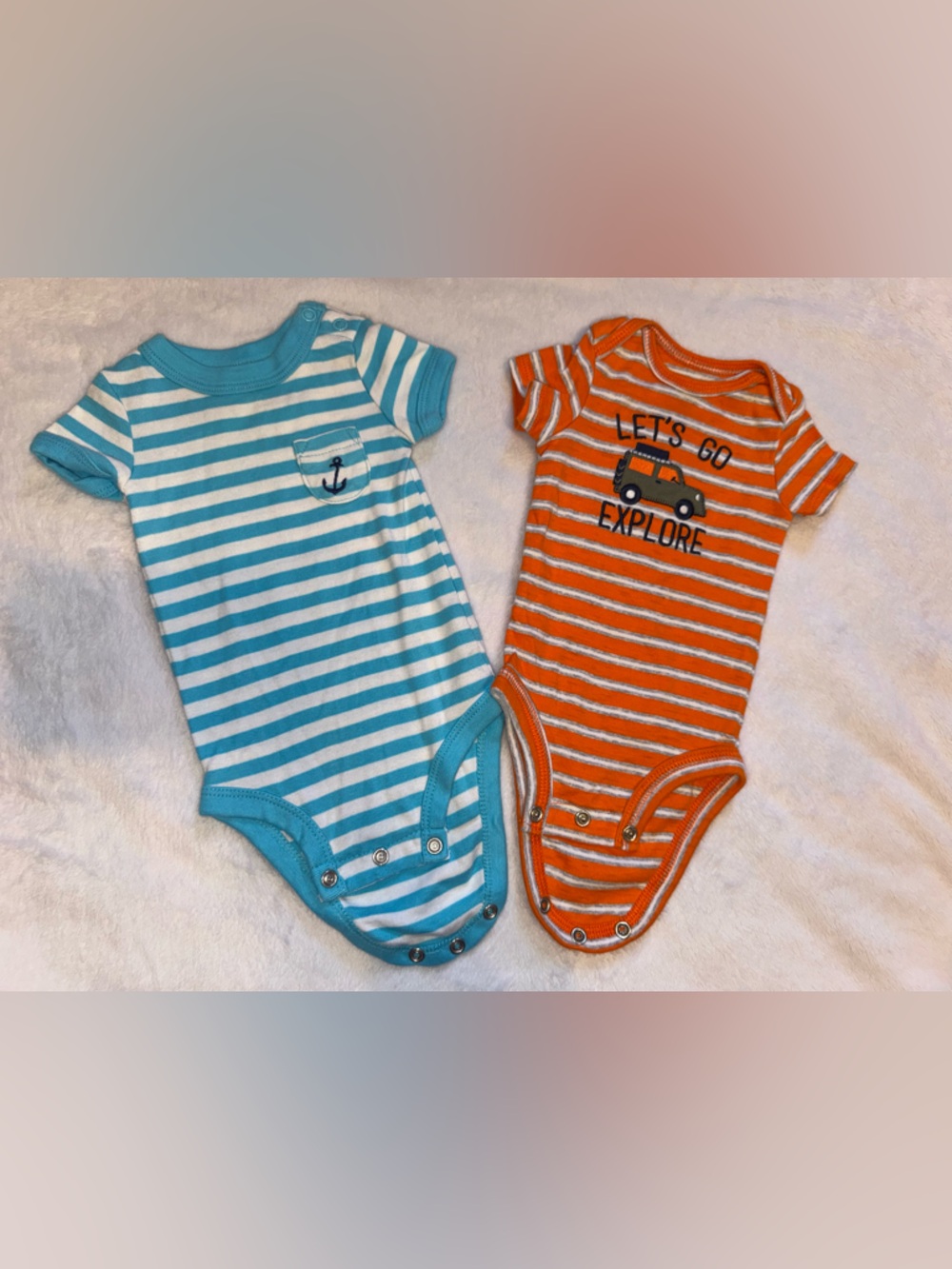 Striped Teal and Orange Baby One-Piece Bodysuits - Pack of 2